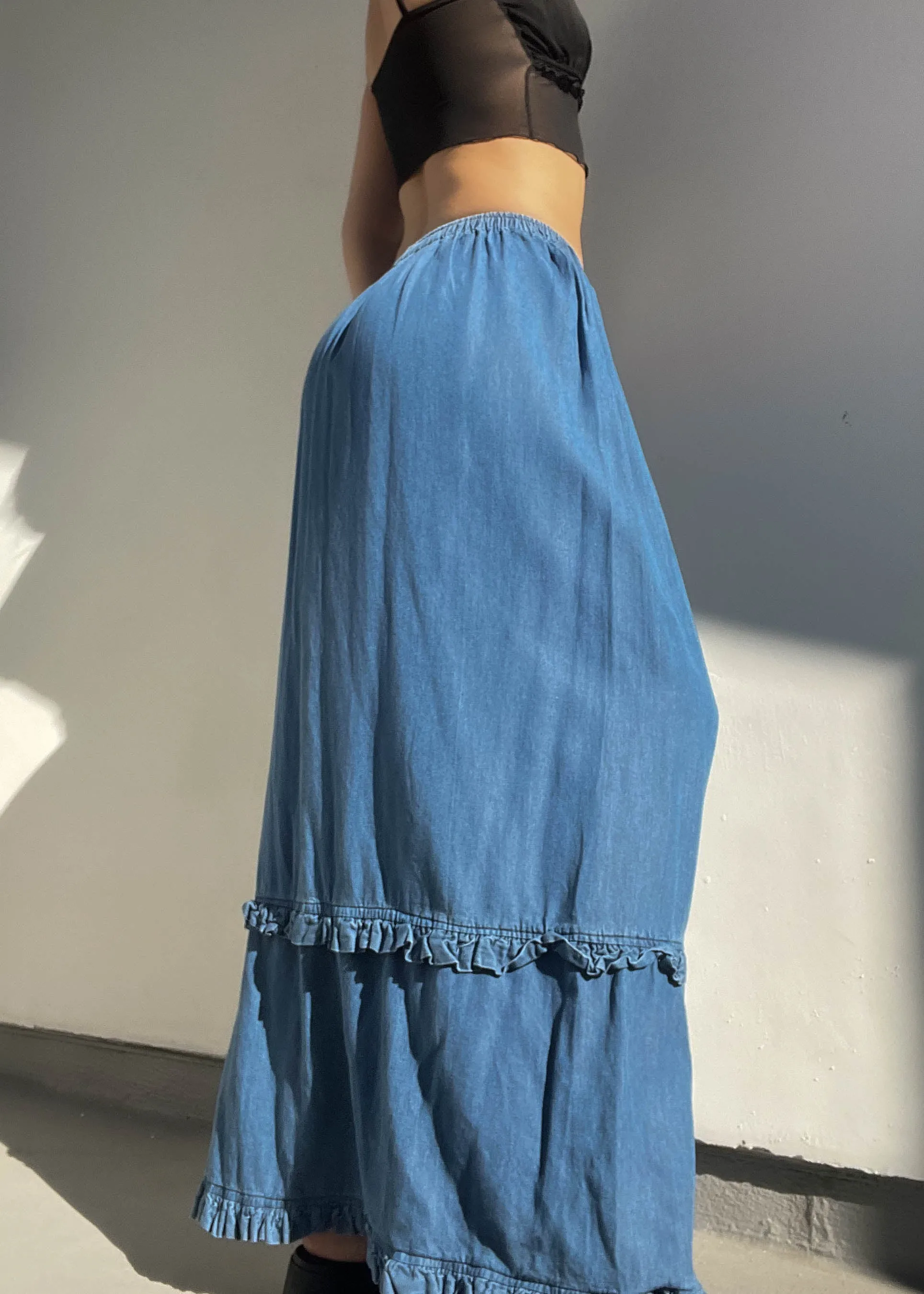 90's Denim Maxi Skirt (XS)