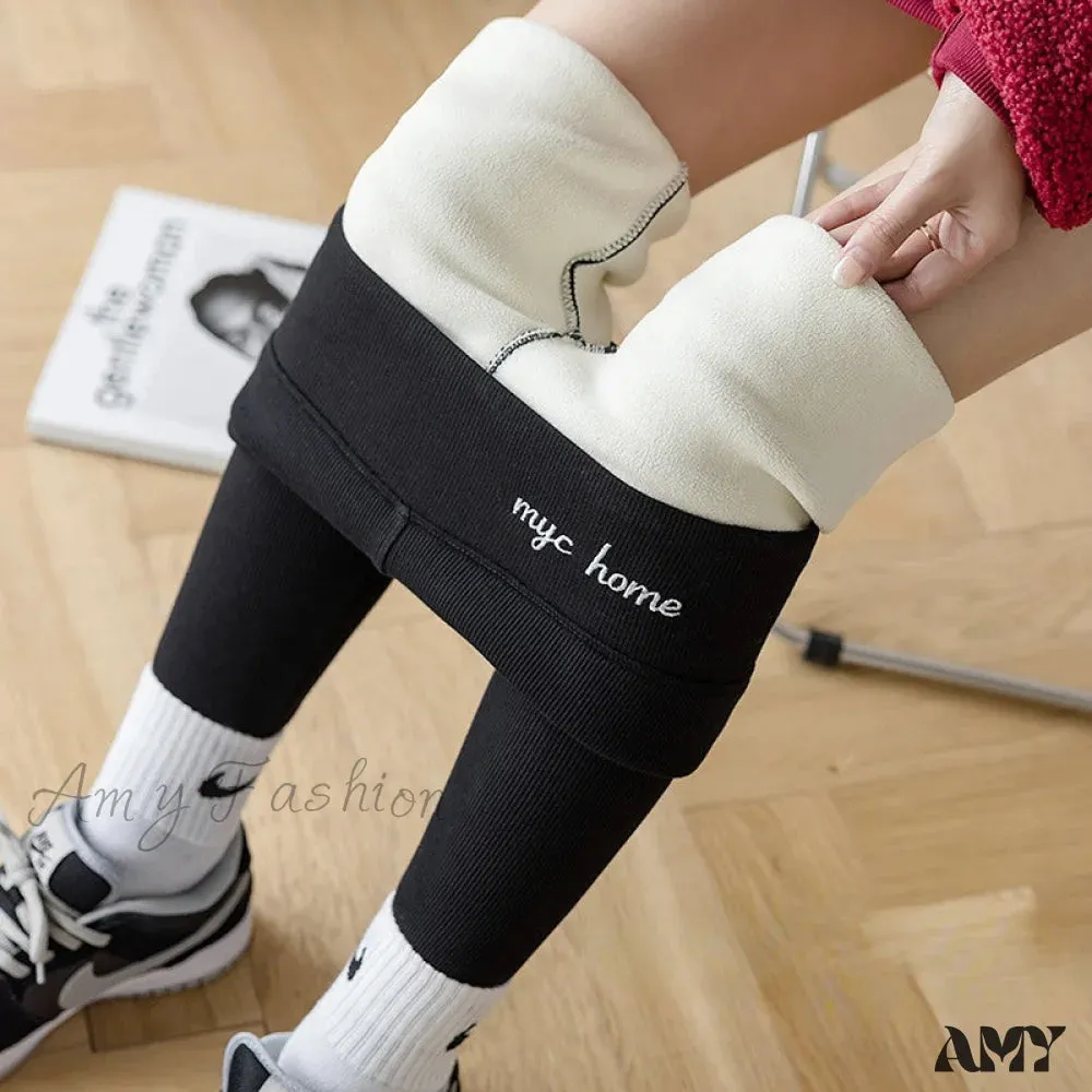 Amy Fashion - Velvet Thick High Waist Thermal Warm Leggings