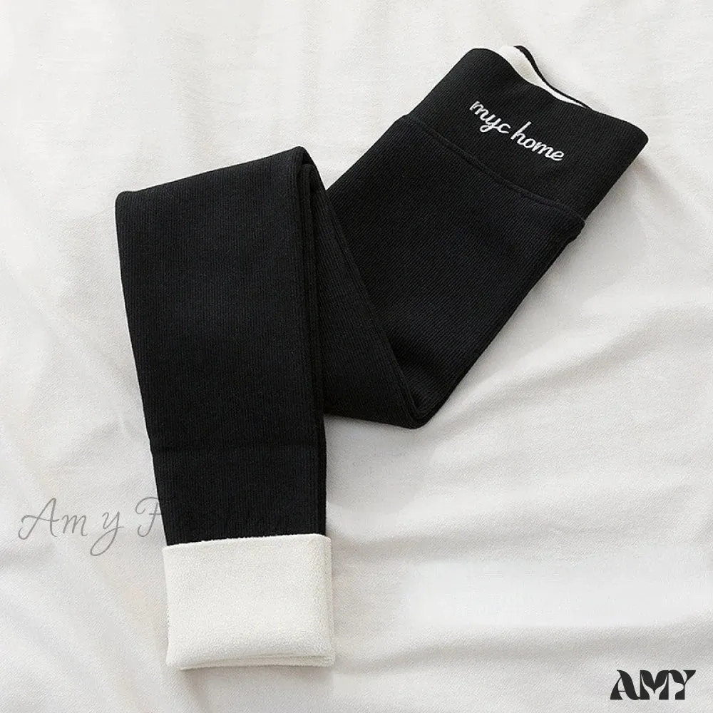 Amy Fashion - Velvet Thick High Waist Thermal Warm Leggings