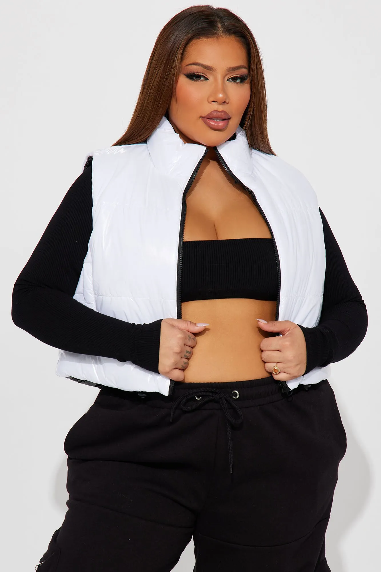 Athena Reversible Puffer Vest - White/Black