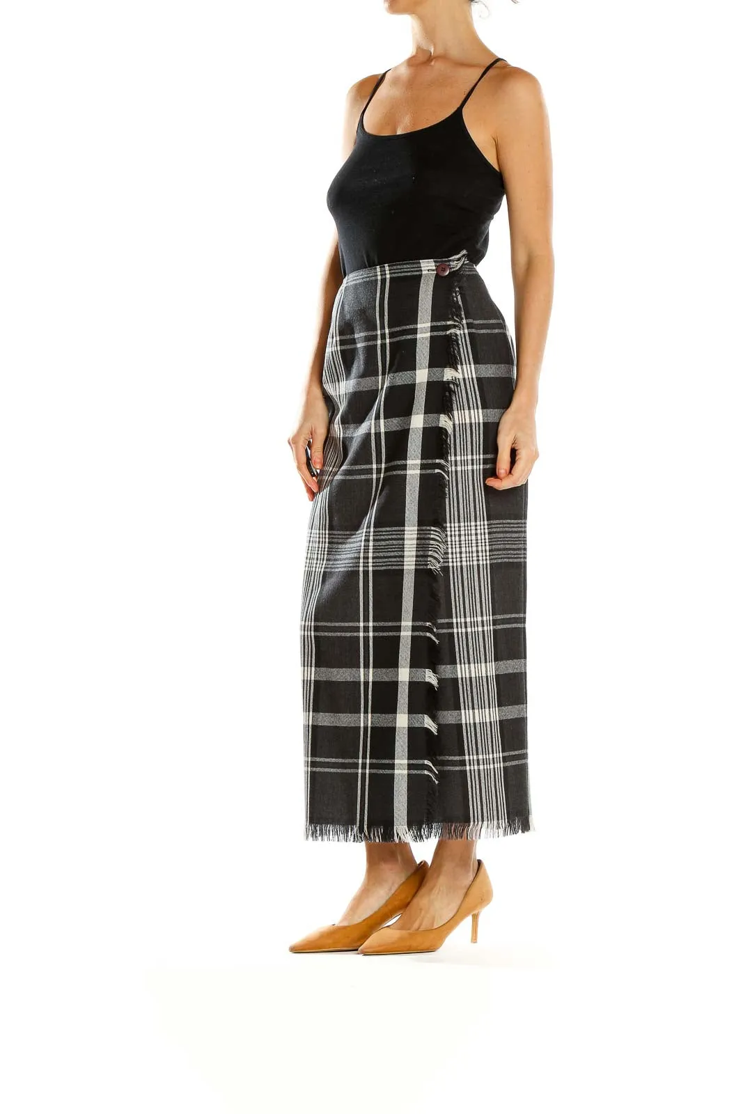 Black and White Plaid Maxi Skirt