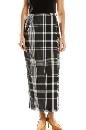 Black and White Plaid Maxi Skirt