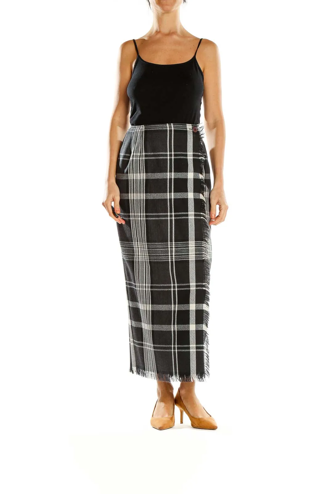 Black and White Plaid Maxi Skirt