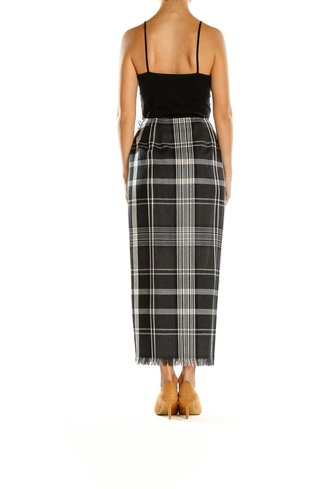 Black and White Plaid Maxi Skirt