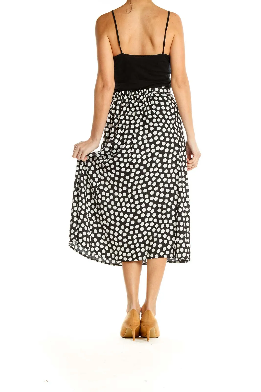 Black and White Polka Dot Midi Skirt