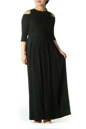 Black Back Leg-Opening Maxi Skirt