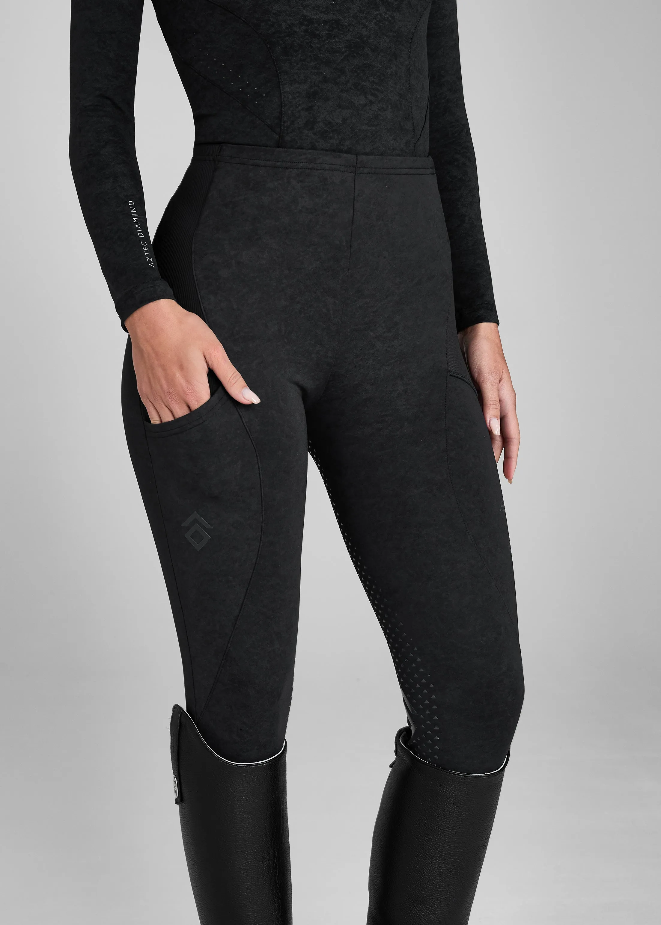 Black Distressed Core Leggings Full Seat