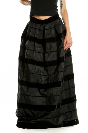 Black Striped Velvet Maxi Skirt