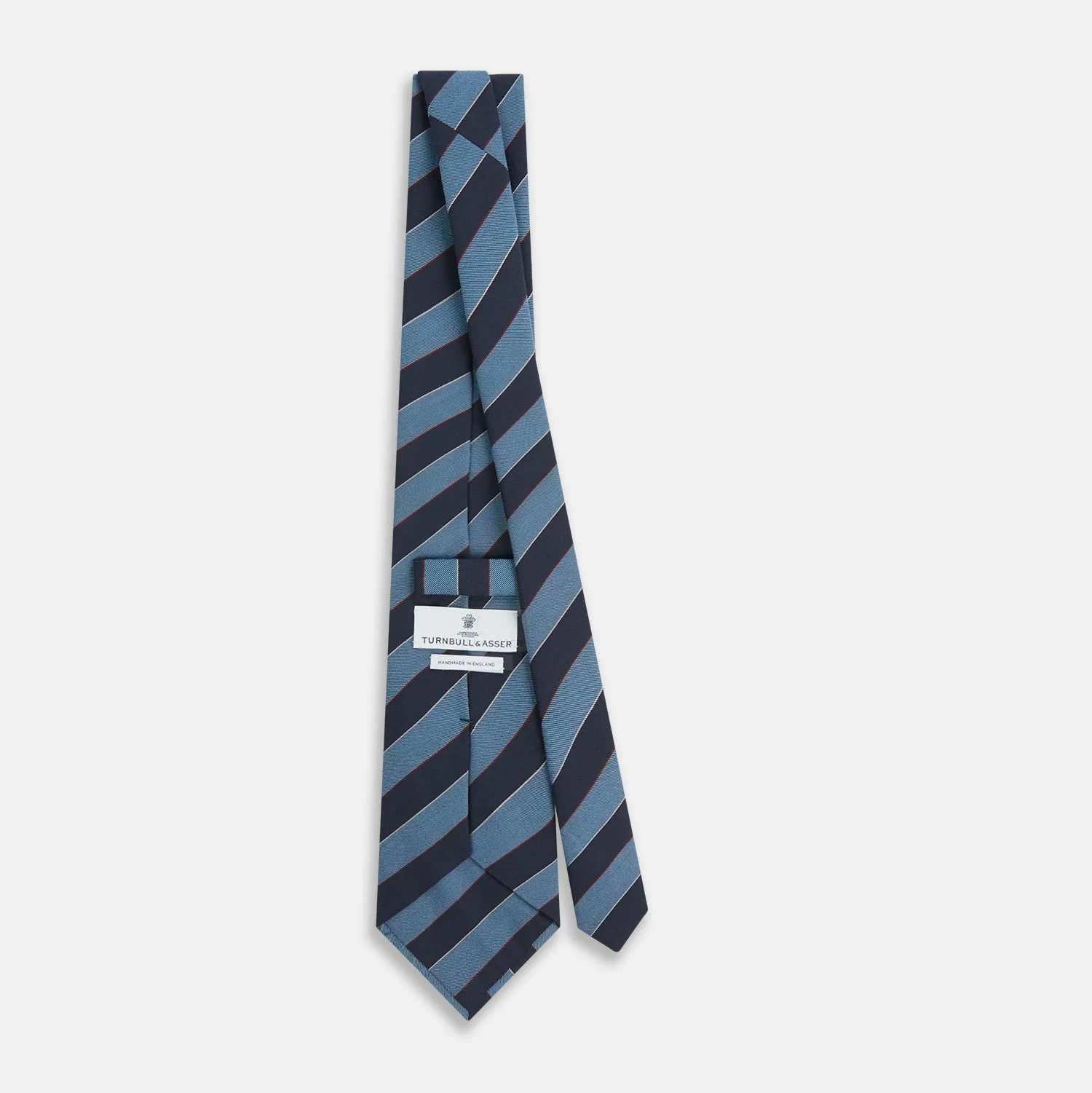 Blue Block Stripe Silk Blend Tie