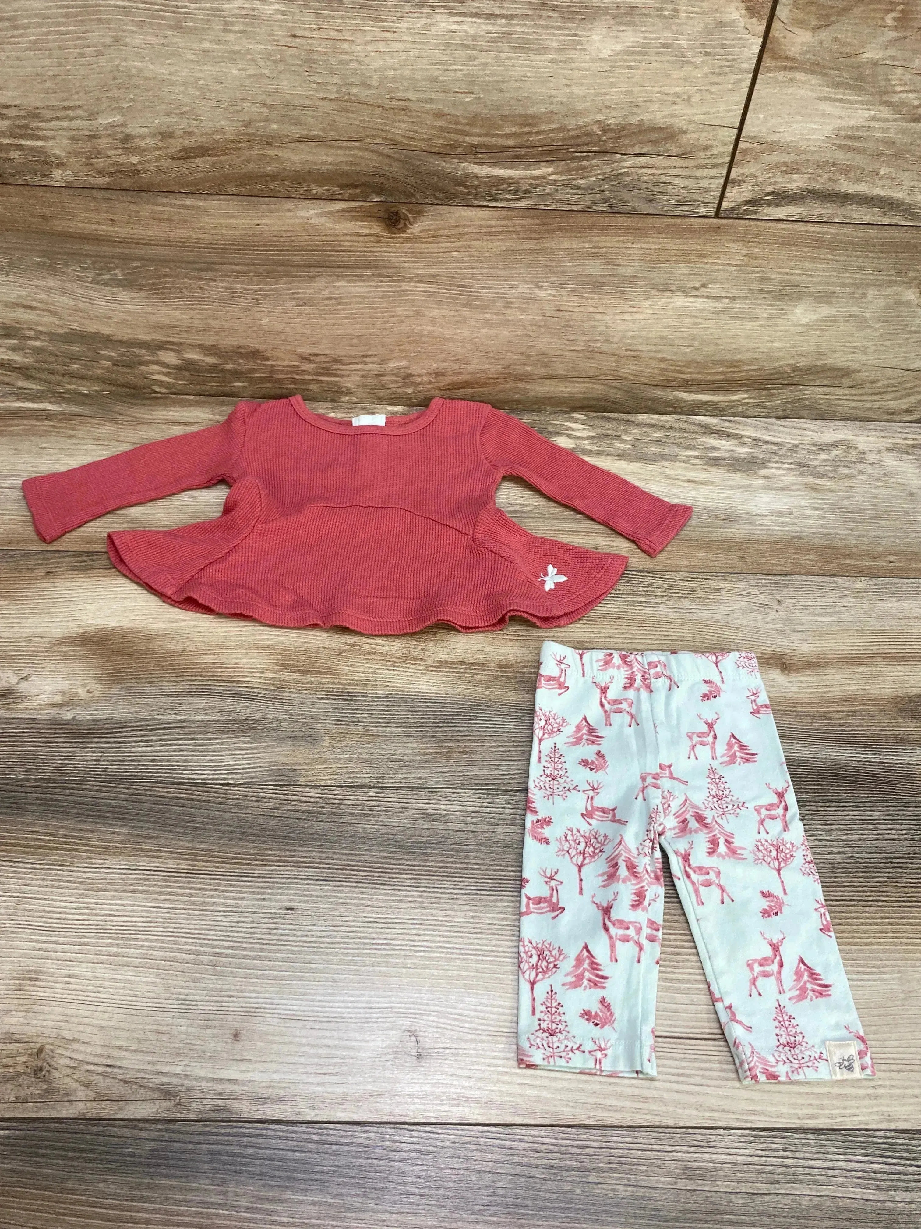 Burt's Bees Baby 2pc Thermal Top & Leggings Pink sz Newborn