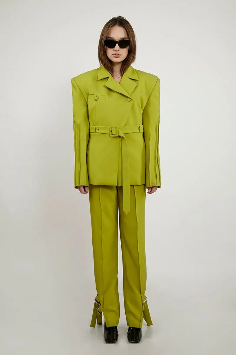 CHARTREUSE TAILORED SUIT PANTS