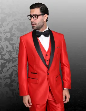 ENZO VII RED TAILORED FIT 3 PC TUXEDO