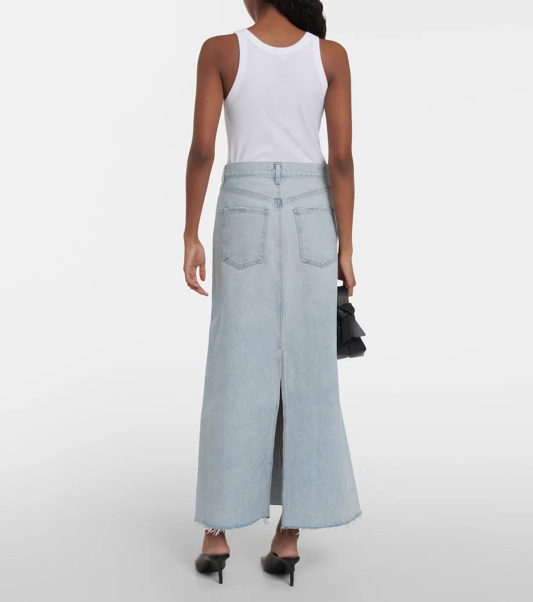 Hilla Agolde denim maxi skirt, yellow