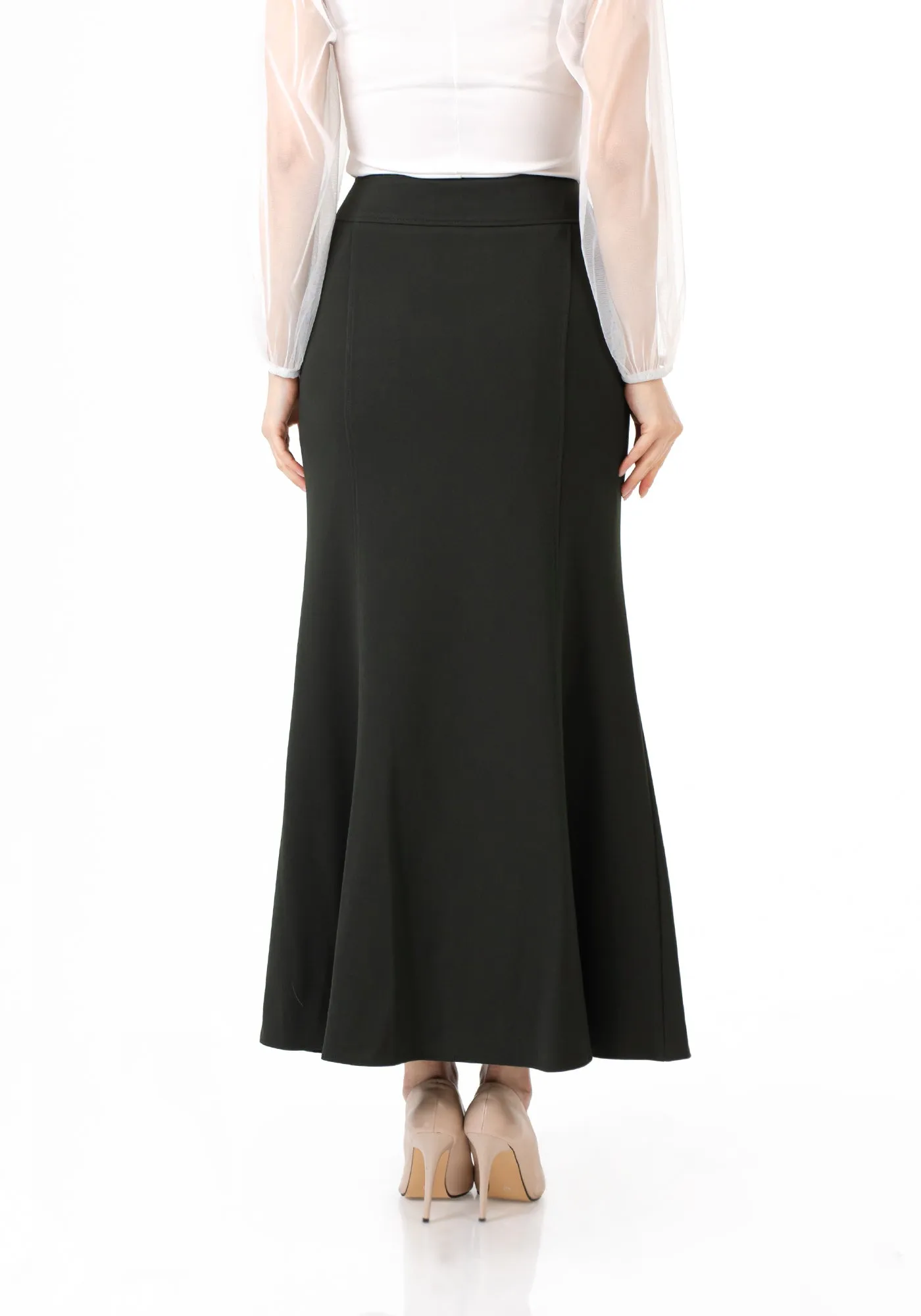 Khaki Fishtail Maxi Skirt | Regular & Plus Size