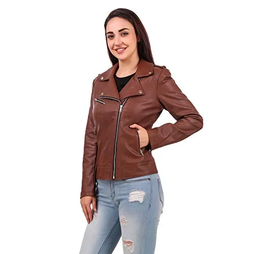 Leather Retail Faux Fur Women's Girl'S Solid Biker Jacket_Lrfrbrme004_Brown_M