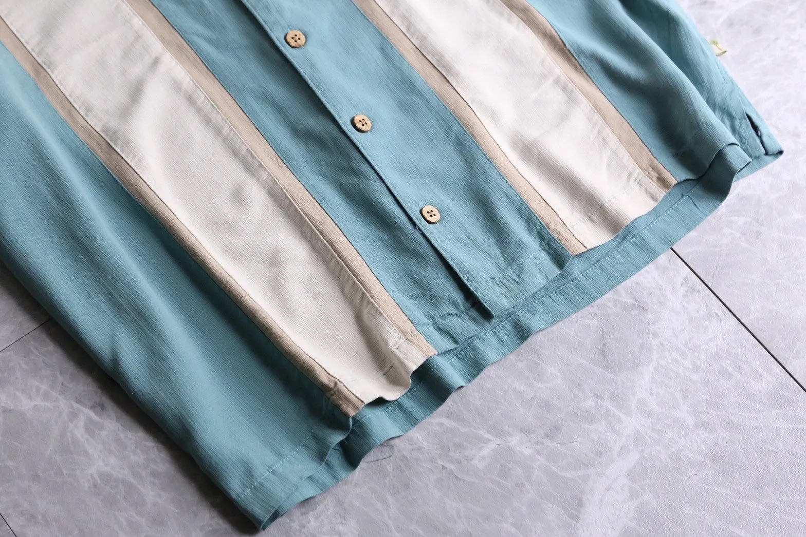 lines design open-collar silk h/s shirts