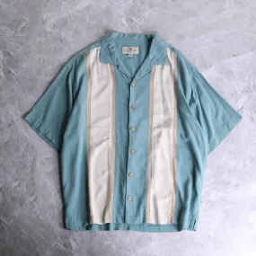 lines design open-collar silk h/s shirts