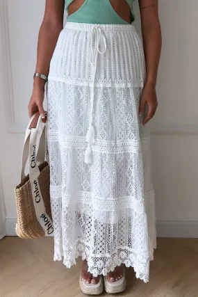 Lisa White Lace Maxi Skirt