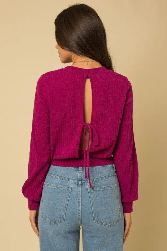 L/S Back Open Tie Top