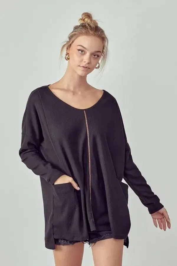 Maye Oversized Thermal Tunic • Black