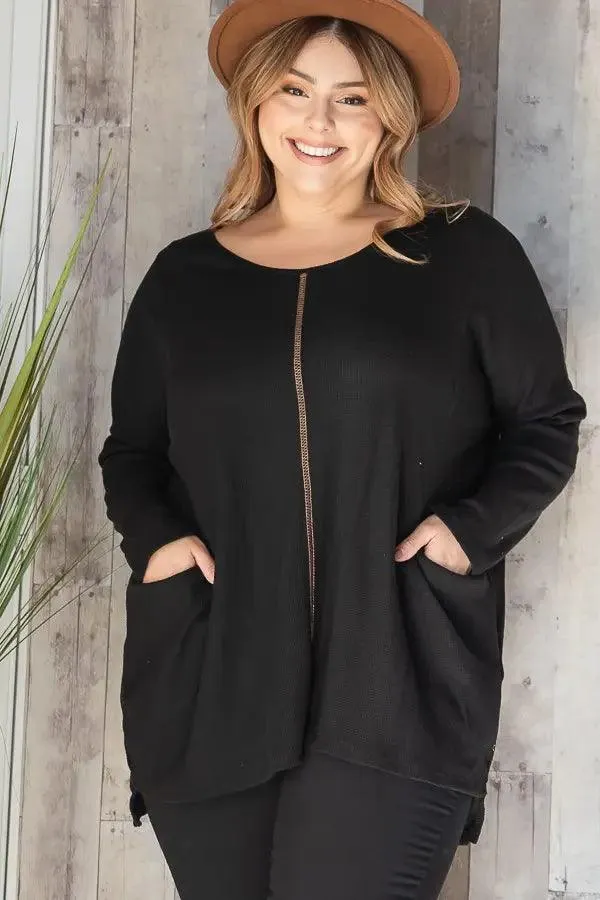 Maye Oversized Thermal Tunic • Black