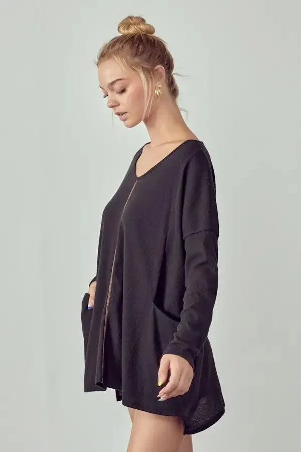 Maye Oversized Thermal Tunic • Black