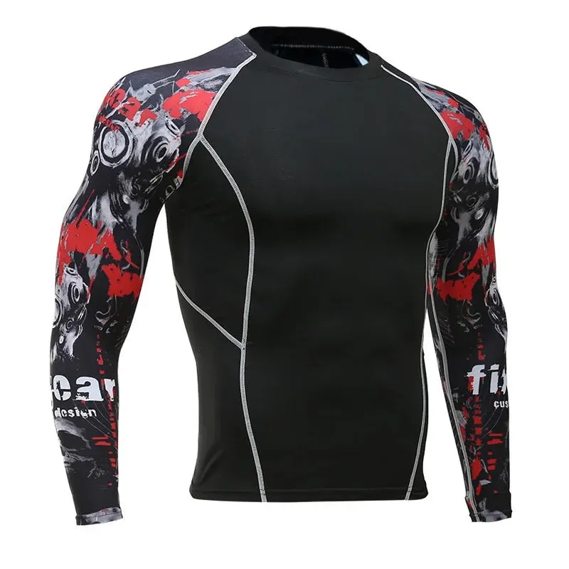 Men's 3D Wolf Head Print Running Tights Sports Leggings for Gym Jogging Compression Pants Rash Guard Fitness Trousers