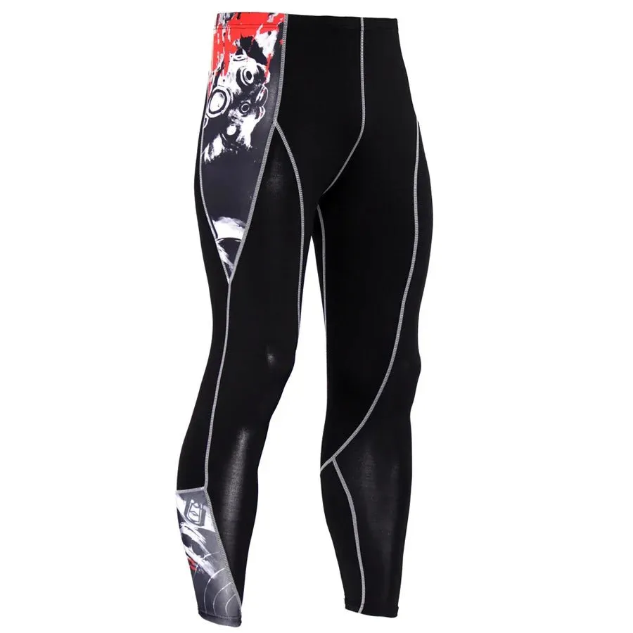 Men's 3D Wolf Head Print Running Tights Sports Leggings for Gym Jogging Compression Pants Rash Guard Fitness Trousers