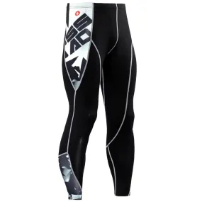 Men's 3D Wolf Head Print Running Tights Sports Leggings for Gym Jogging Compression Pants Rash Guard Fitness Trousers