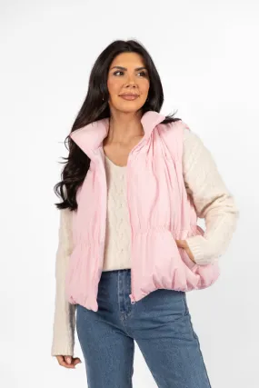 Mountain High Light Pink Ruched Puffer Vest SALE