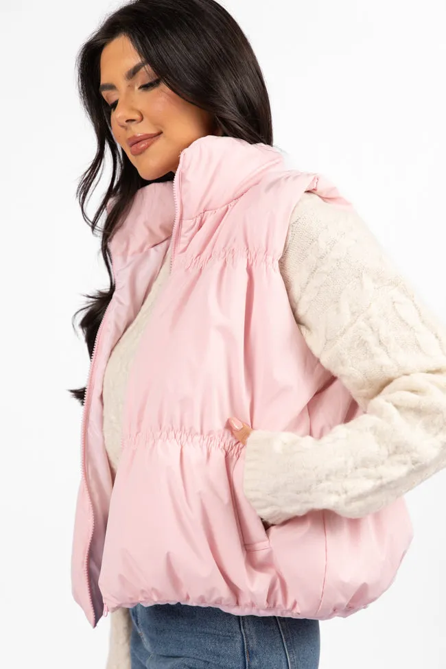 Mountain High Light Pink Ruched Puffer Vest SALE