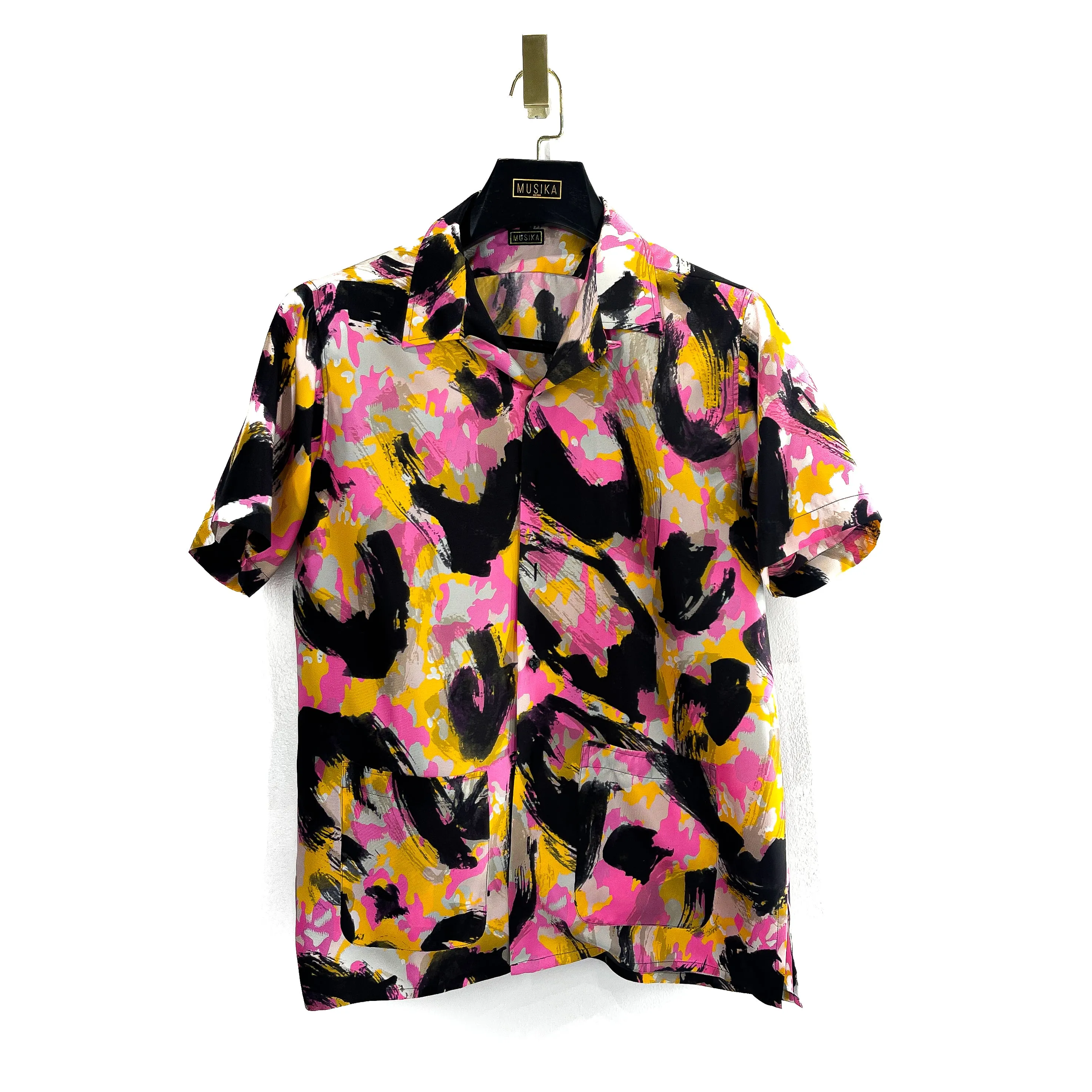 Multicolor Abstract Print Silk Shirt