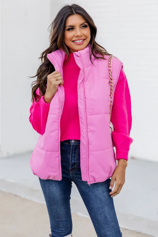 My Eyes On You Pink Oversized Puffer Vest FINAL SALE