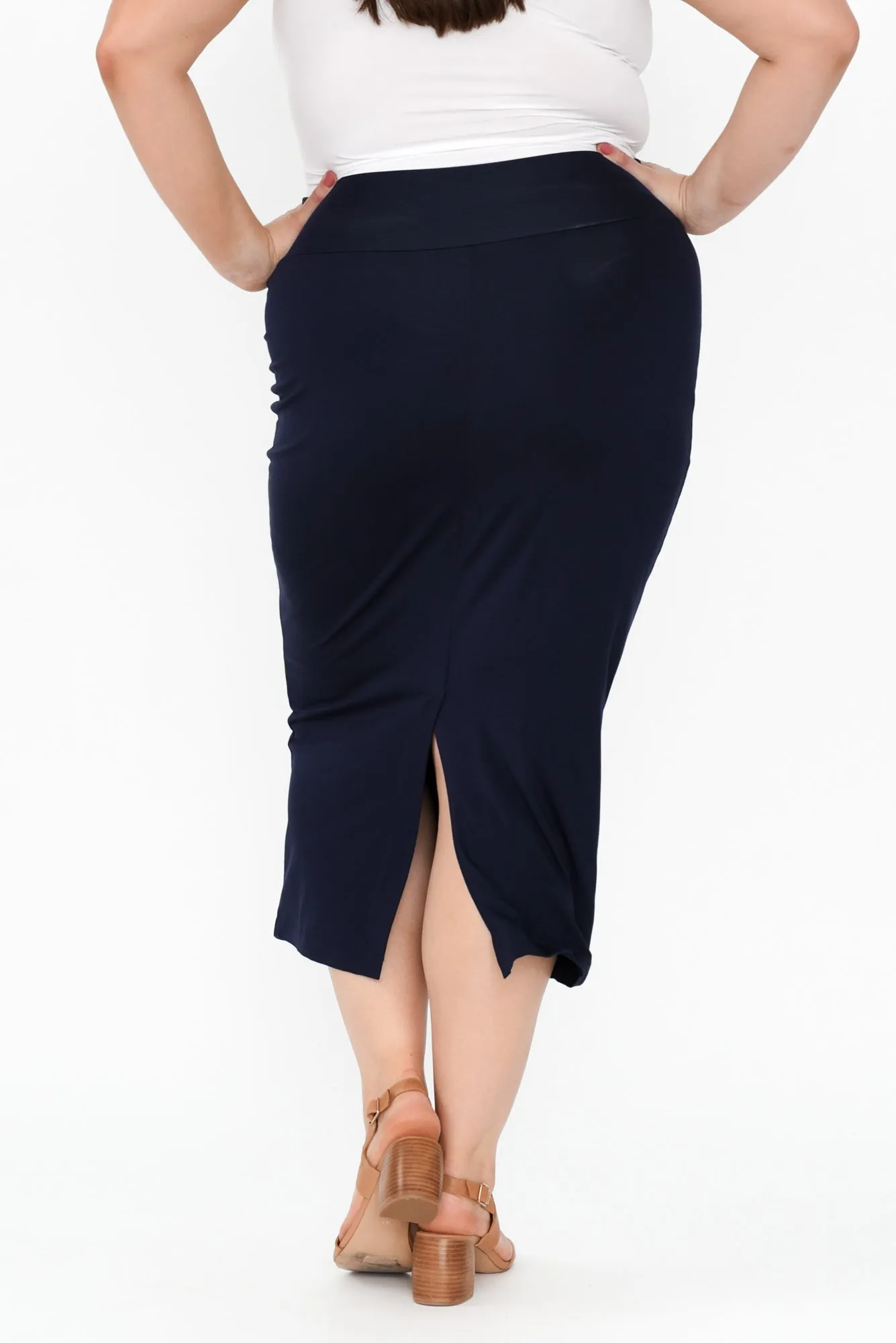 Navy Bamboo Maxi Tube Skirt