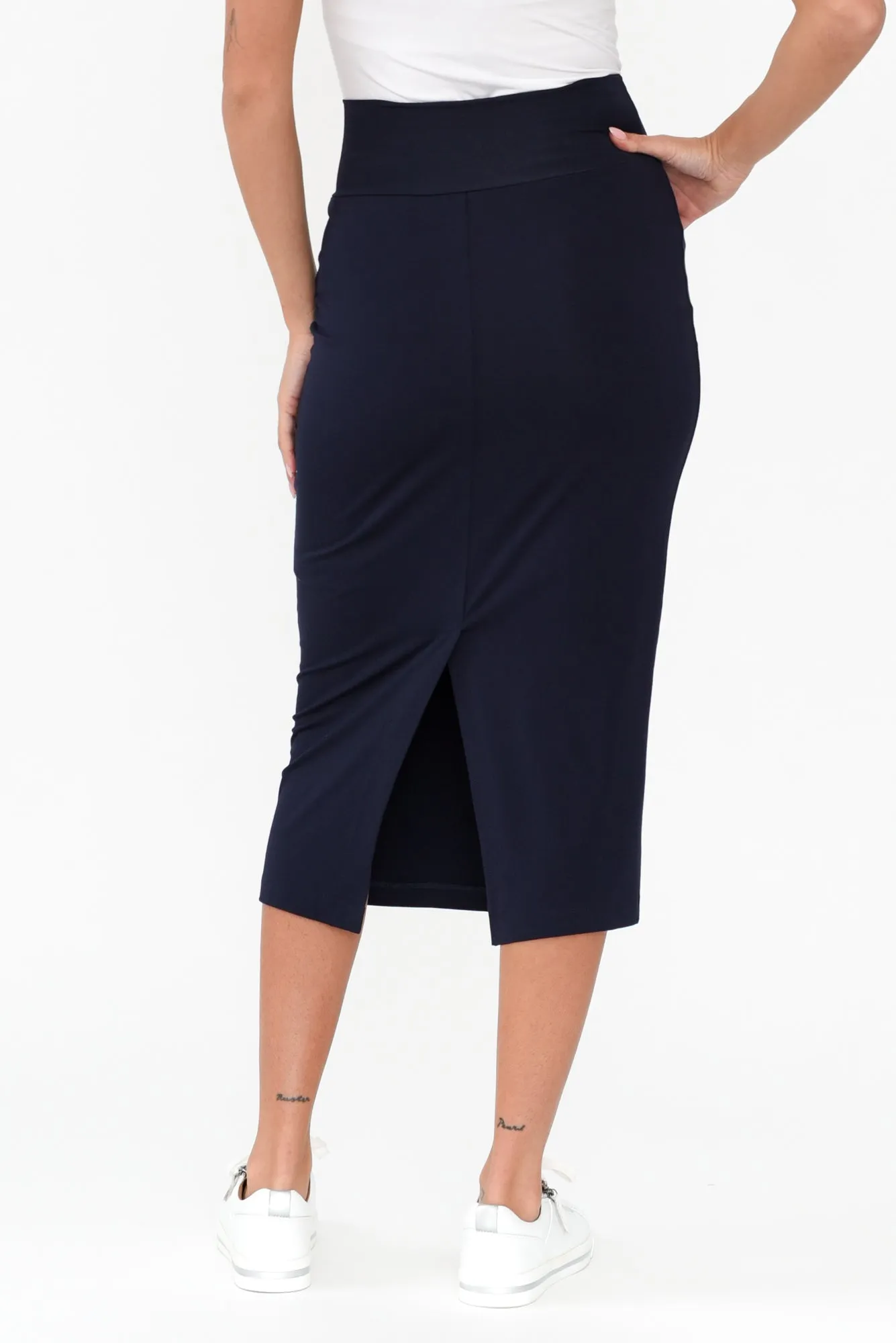 Navy Bamboo Maxi Tube Skirt