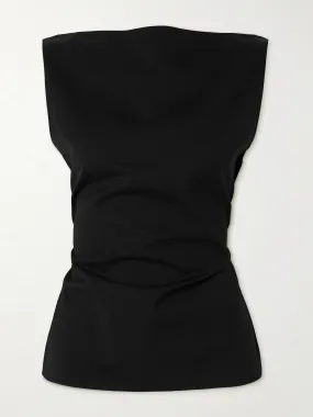 Open-back wool-crepe top