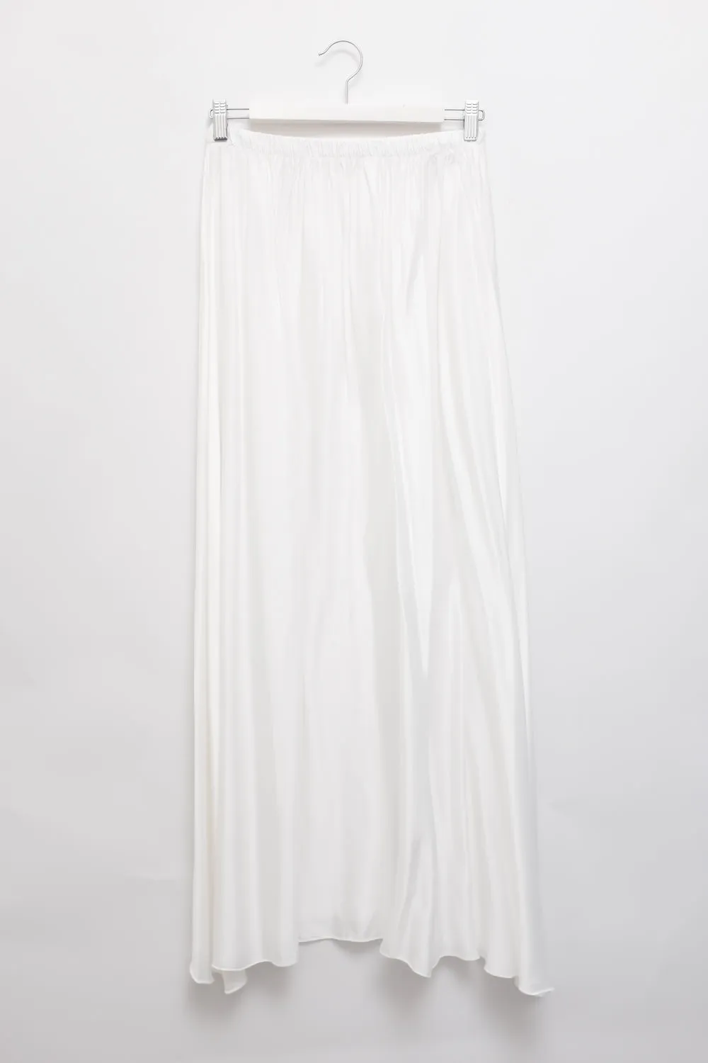 SATIN ITALY SILK WHITE MAXI SKIRT