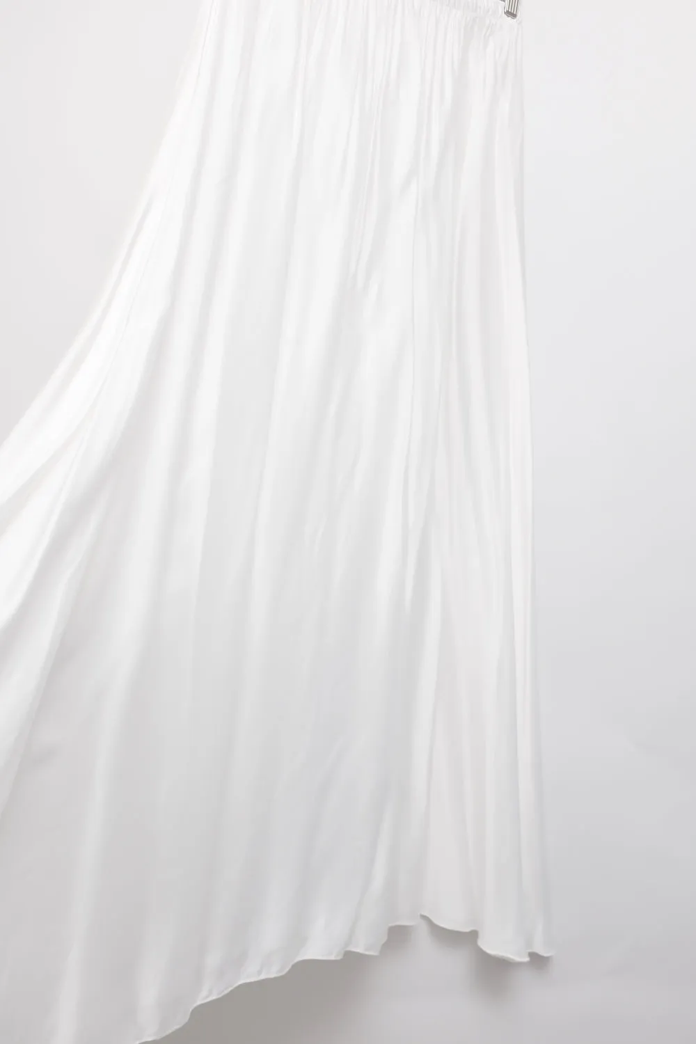 SATIN ITALY SILK WHITE MAXI SKIRT