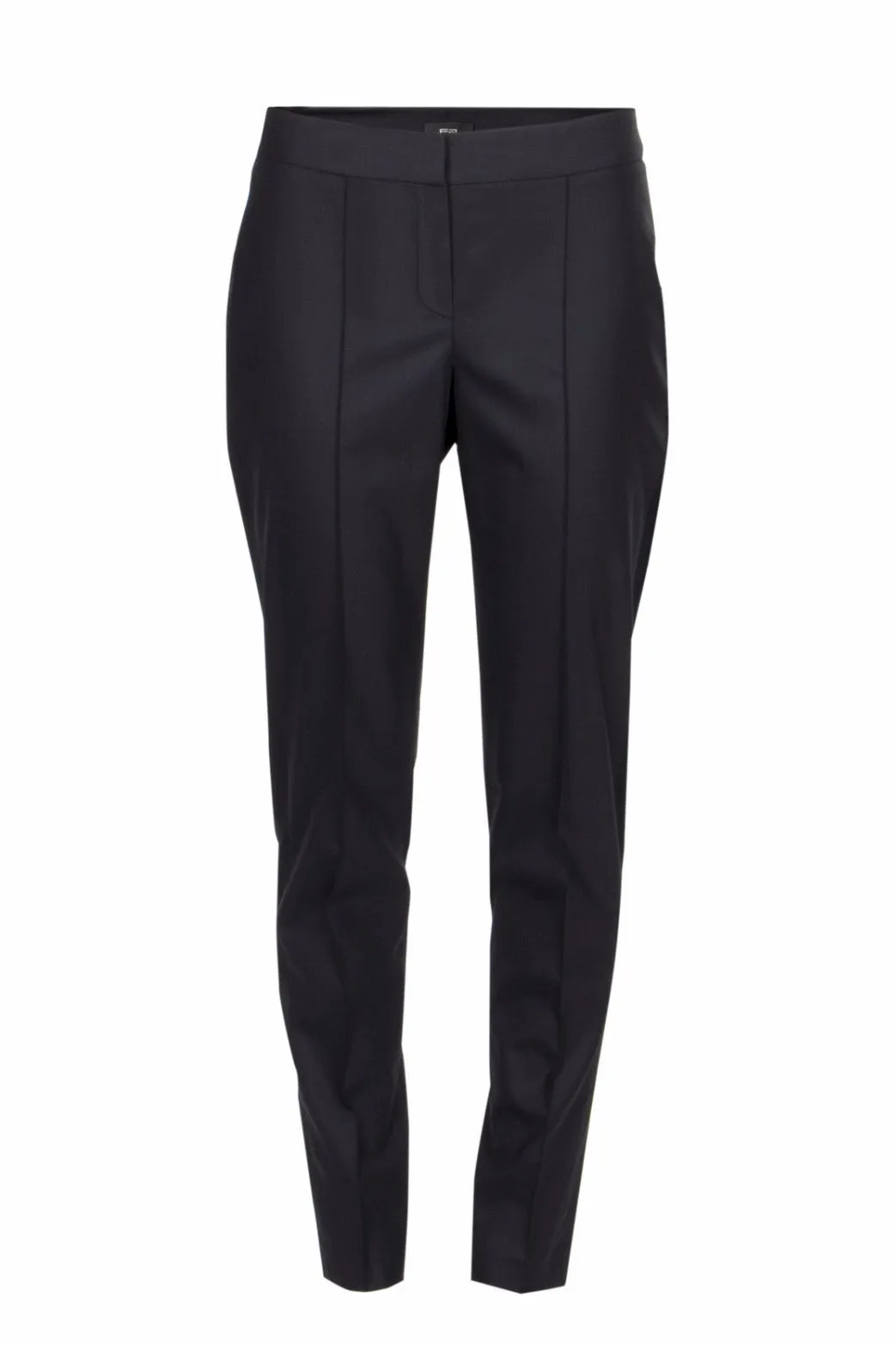 Satin-trimmed stretch-wool pants