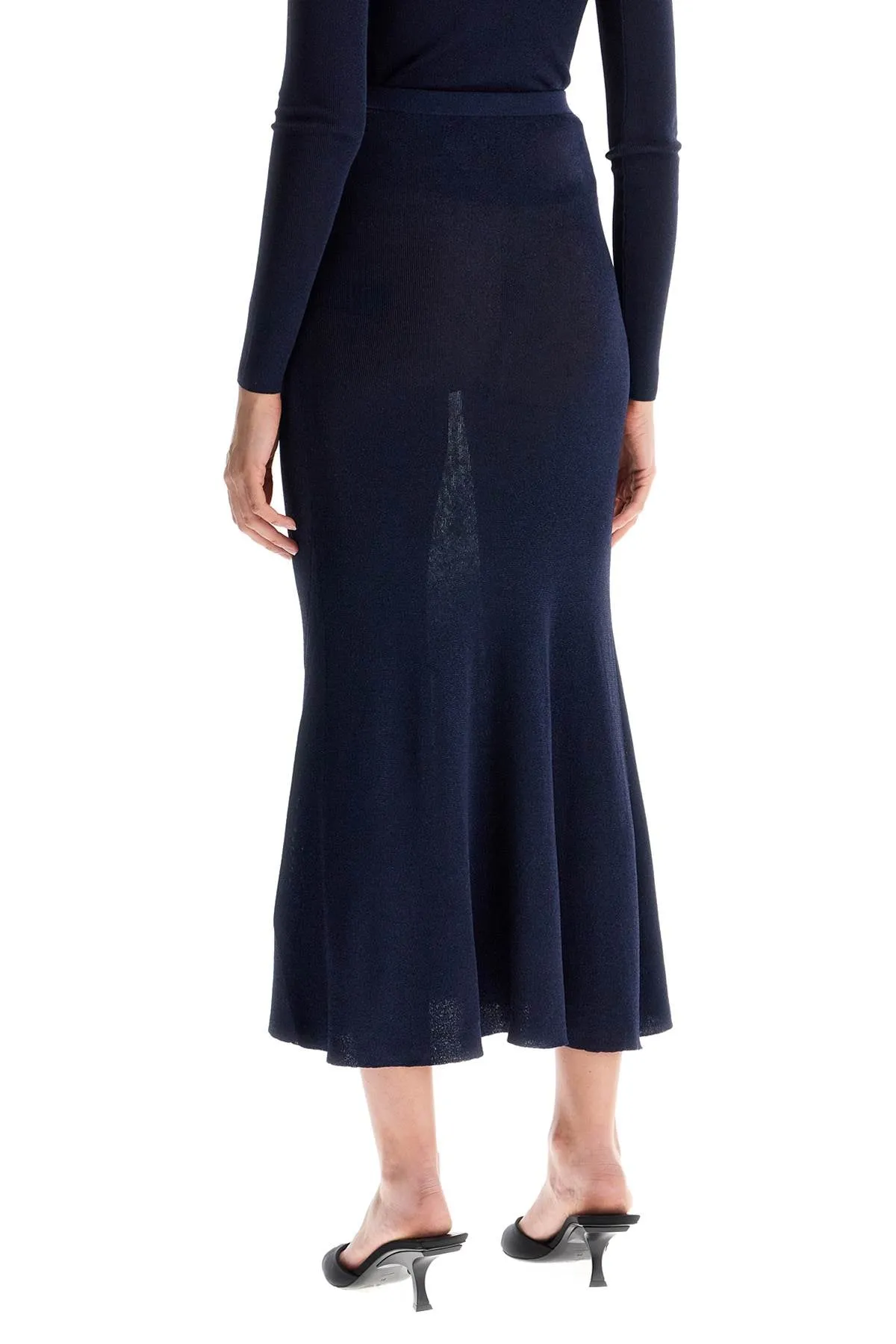 Self Portrait Long Lurex Knit Skirt