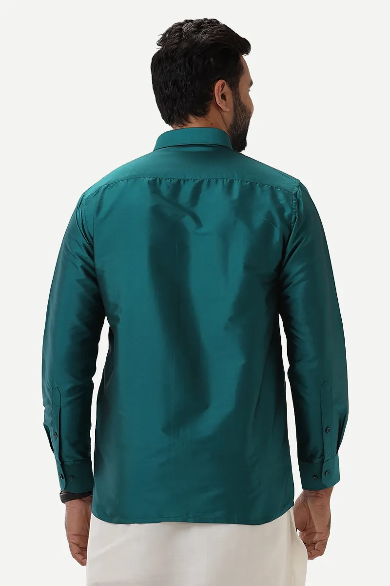 Silk Feel - Ramar Green Silk Shirts For Mens | Uathayam