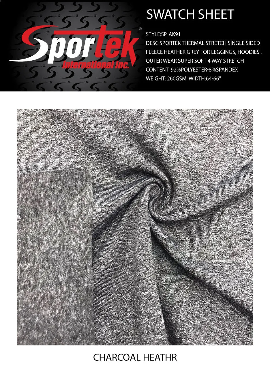 SP-AK91 Sportek Thermal Stretch Single sided fleece heather grey