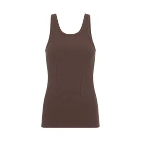 Spell Staples Rib Singlet Tank - Chocolate