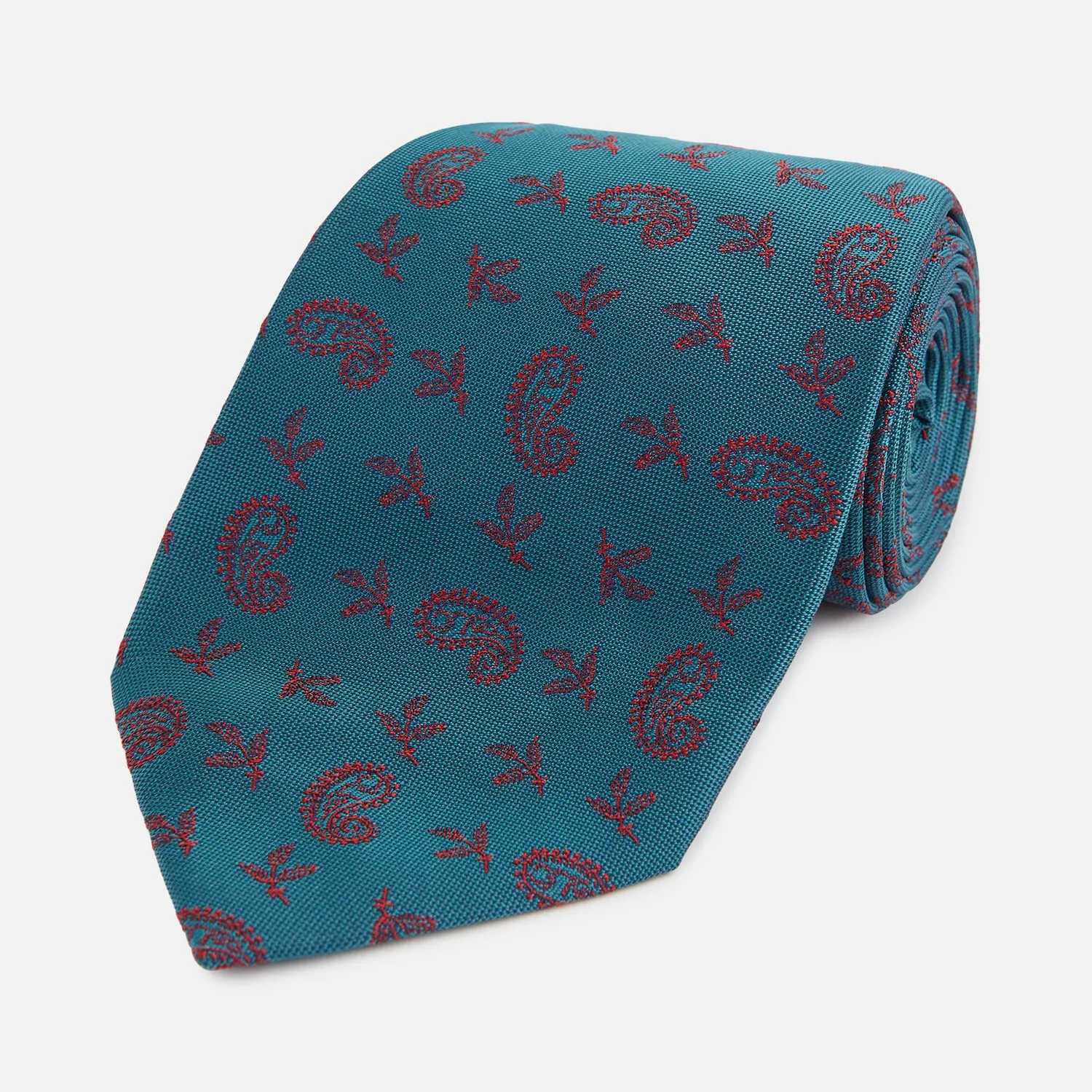 Teal Paisley Silk Tie