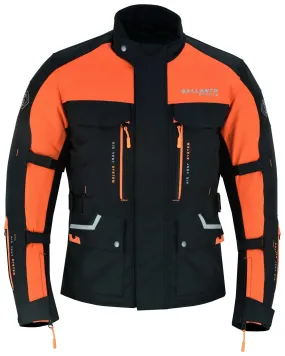 Textile Black & Orange Biker Long Motorcycle Jacket