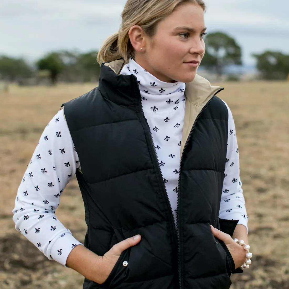 Unisex Black/Beige Reversible Vest