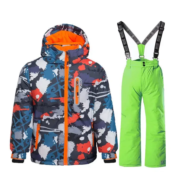 Unisex Winter Windproof Snowsuit Kids Ski Jackets & Pants Set