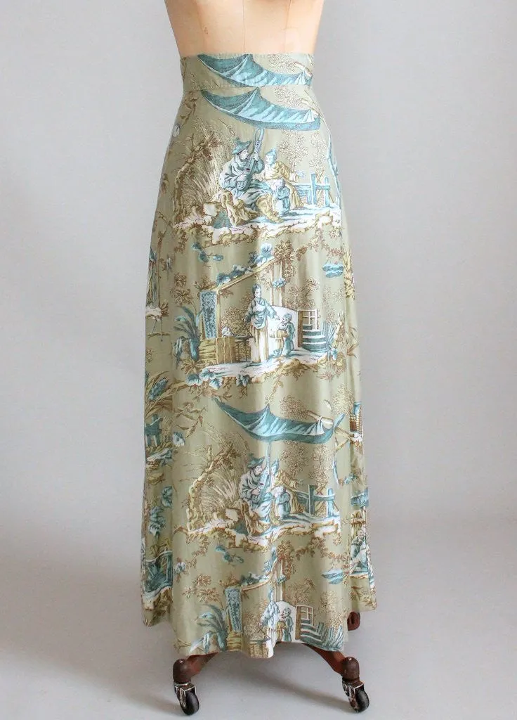 Vintage 1960s Toile Maxi Skirt