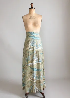 Vintage 1960s Toile Maxi Skirt