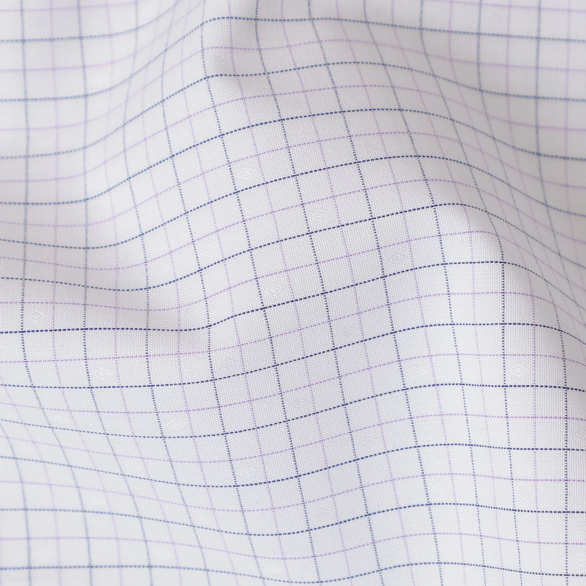 White & Light Grey Grid Checkered 100% Cotton Shirting Fabric, 150 cm Width, Made in Italy-D20505